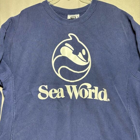 Vintage 90’s Sea World Killer Whale Orca Crewneck Pullover Sweatshirt Busch Beer - Picture 2 of 6